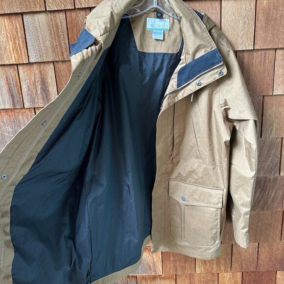 Like New Columbia Tan Horizons Pine Hooded Zip Front Shell in Men's Large - Picture 7 of 14